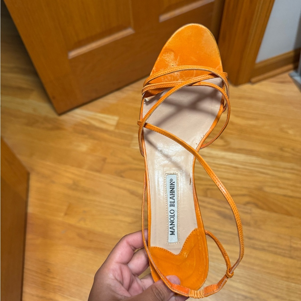 Manolo Blahnik Orange Strappy Heels